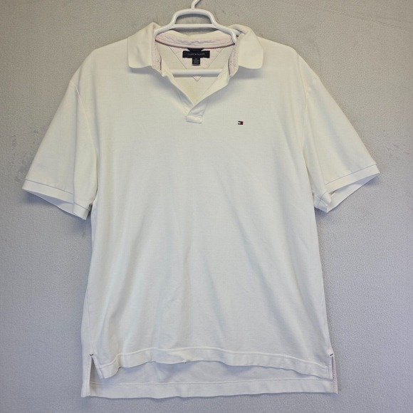 Tommy Hilfiger Other - Tommy Hilfiger Polo Shirt Mens 2XL White Short Sleeve Hi‎ Low Hem Casual Golf